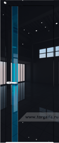 Дверь со стеклом ProfilDoors 18LW Зеркало Blue с молдингом Серебро (Черный люкс)