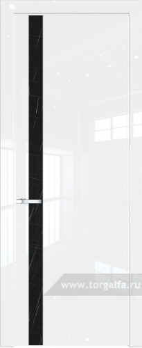 Дверь со стеклом ProfilDoors 18LW Неро мрамор с молдингом Серебро (Белый люкс)