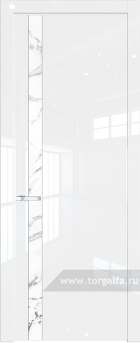 Дверь со стеклом ProfilDoors 18LW Нефи белый узор серебро с молдингом Серебро (Белый люкс)