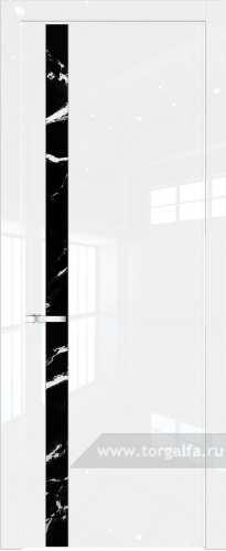 Дверь со стеклом ProfilDoors 18LW Нефи черный узор серебро с молдингом Серебро (Белый люкс)