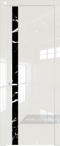 Дверь со стеклом ProfilDoors 18LW Нефи черный узор серебро с молдингом Серебро (Магнолия люкс)