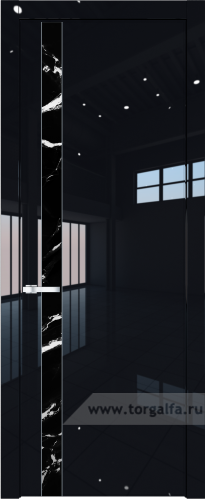 Дверь со стеклом ProfilDoors 18LW Нефи черный узор серебро с молдингом Серебро (Черный люкс)