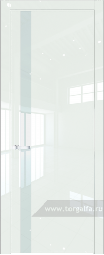 Дверь со стеклом ProfilDoors 18LW Lacobel Белый лак с молдингом Серебро ( ДаркВайт люкс)