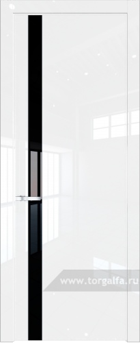 Дверь со стеклом ProfilDoors 18LW Lacobel Черный лак с молдингом Серебро (Белый люкс)