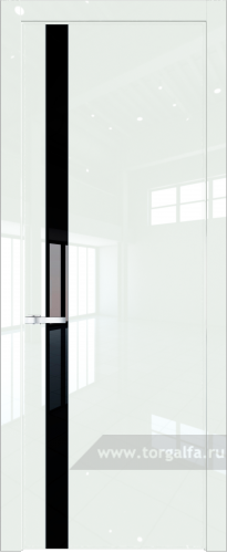 Дверь со стеклом ProfilDoors 18LW Lacobel Черный лак с молдингом Серебро ( ДаркВайт люкс)