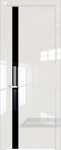 Дверь со стеклом ProfilDoors 18LW Lacobel Черный лак с молдингом Серебро (Магнолия люкс)