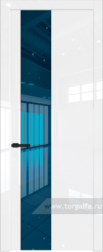 Дверь со стеклом ProfilDoors 19LW Зеркало Blue с молдингом Черный матовый (Белый люкс)