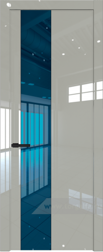 Дверь со стеклом ProfilDoors 19LW Зеркало Blue с молдингом Черный матовый (Галька люкс)