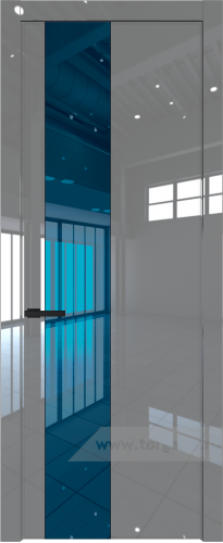 Дверь со стеклом ProfilDoors 19LW Зеркало Blue с молдингом Черный матовый (Грей люкс)