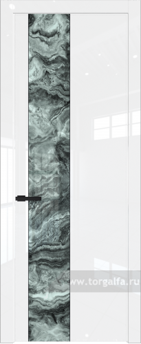 Дверь со стеклом ProfilDoors 19LW Атриум серебро с молдингом Черный матовый (Белый люкс)