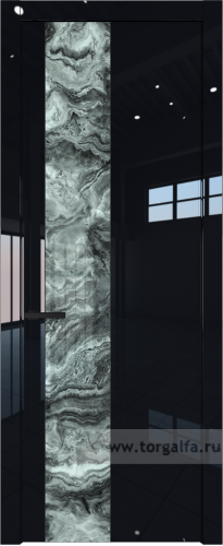 Дверь со стеклом ProfilDoors 19LW Атриум серебро с молдингом Черный матовый (Черный люкс)