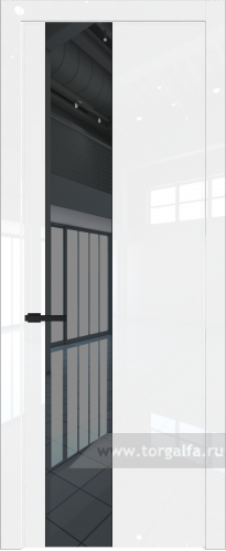 Дверь со стеклом ProfilDoors 19LW Зеркало Grey с молдингом Черный матовый (Белый люкс)