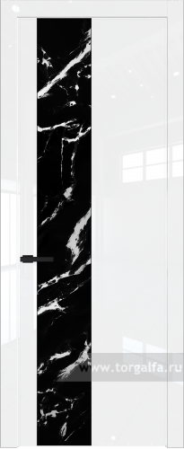 Дверь со стеклом ProfilDoors 19LW Нефи черный узор серебро с молдингом Черный матовый (Белый люкс)