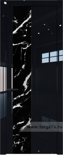 Дверь со стеклом ProfilDoors 19LW Нефи черный узор серебро с молдингом Черный матовый (Черный люкс)