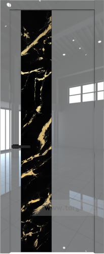 Дверь со стеклом ProfilDoors 19LW Нефи черный узор золото с молдингом Черный матовый (Грей люкс)