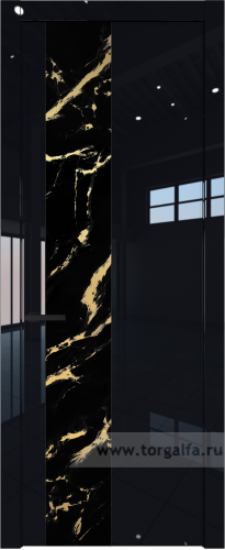 Дверь со стеклом ProfilDoors 19LW Нефи черный узор золото с молдингом Черный матовый (Черный люкс)