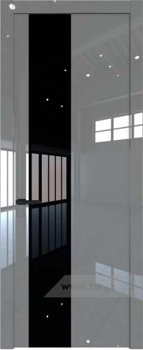 Дверь со стеклом ProfilDoors 19LW Lacobel Серебряный лак с молдингом Черный матовый (Грей люкс)