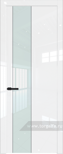 Дверь со стеклом ProfilDoors 19LW Lacobel Белый лак с молдингом Черный матовый (Белый люкс)