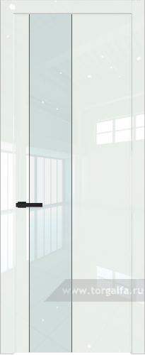 Дверь со стеклом ProfilDoors 19LW Lacobel Белый лак с молдингом Черный матовый ( ДаркВайт люкс)