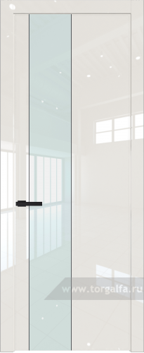 Дверь со стеклом ProfilDoors 19LW Lacobel Белый лак с молдингом Черный матовый (Магнолия люкс)