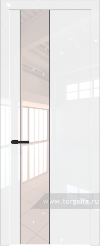 Дверь со стеклом ProfilDoors 19LW Lacobel Перламутровый лак с молдингом Черный матовый (Белый люкс)