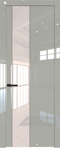 Дверь со стеклом ProfilDoors 19LW Lacobel Перламутровый лак с молдингом Черный матовый (Галька люкс)