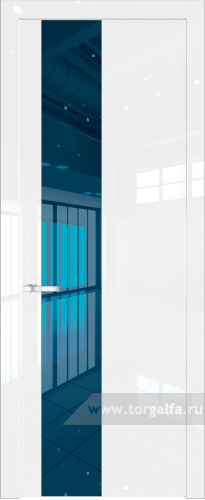 Дверь со стеклом ProfilDoors 19LW Зеркало Blue с молдингом Серебро (Белый люкс)