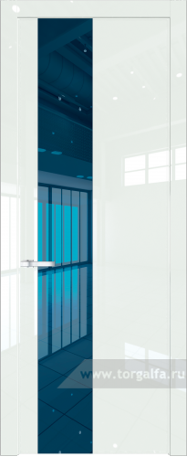 Дверь со стеклом ProfilDoors 19LW Зеркало Blue с молдингом Серебро ( ДаркВайт люкс)