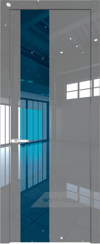 Дверь со стеклом ProfilDoors 19LW Зеркало Blue с молдингом Серебро (Грей люкс)