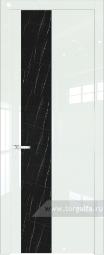 Дверь со стеклом ProfilDoors 19LW Неро мрамор с молдингом Серебро ( ДаркВайт люкс)