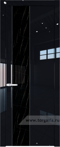 Дверь со стеклом ProfilDoors 19LW Неро мрамор с молдингом Серебро (Черный люкс)