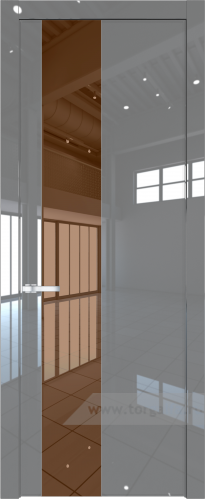 Дверь со стеклом ProfilDoors 19LW Зеркало Bronza с молдингом Серебро (Грей люкс)