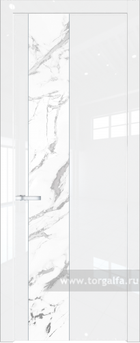 Дверь со стеклом ProfilDoors 19LW Нефи белый узор серебро с молдингом Серебро (Белый люкс)