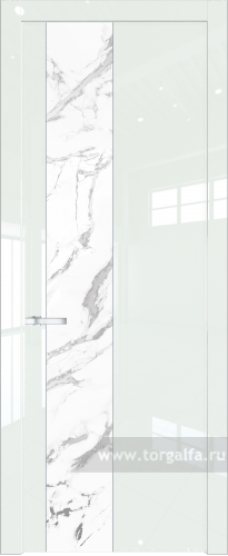 Дверь со стеклом ProfilDoors 19LW Нефи белый узор серебро с молдингом Серебро ( ДаркВайт люкс)