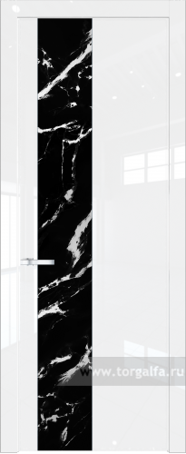 Дверь со стеклом ProfilDoors 19LW Нефи черный узор серебро с молдингом Серебро (Белый люкс)
