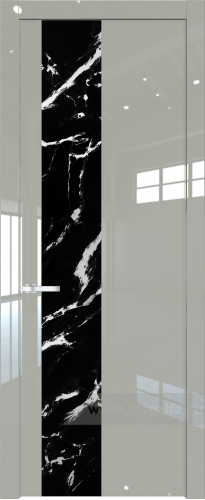 Дверь со стеклом ProfilDoors 19LW Нефи черный узор серебро с молдингом Серебро (Галька люкс)