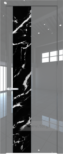 Дверь со стеклом ProfilDoors 19LW Нефи черный узор серебро с молдингом Серебро (Грей люкс)