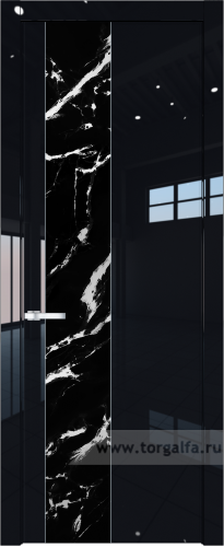Дверь со стеклом ProfilDoors 19LW Нефи черный узор серебро с молдингом Серебро (Черный люкс)