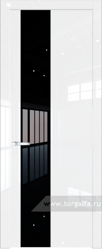 Дверь со стеклом ProfilDoors 19LW Lacobel Черный лак с молдингом Серебро (Белый люкс)