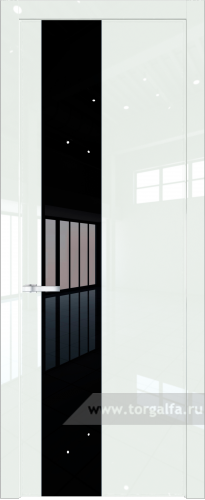 Дверь со стеклом ProfilDoors 19LW Lacobel Черный лак с молдингом Серебро ( ДаркВайт люкс)