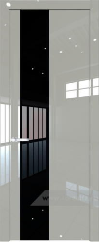 Дверь со стеклом ProfilDoors 19LW Lacobel Черный лак с молдингом Серебро (Галька люкс)