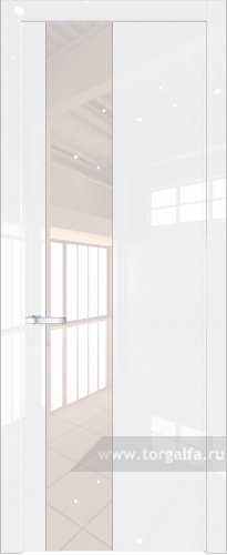 Дверь со стеклом ProfilDoors 19LW Lacobel Перламутровый лак с молдингом Серебро (Белый люкс)