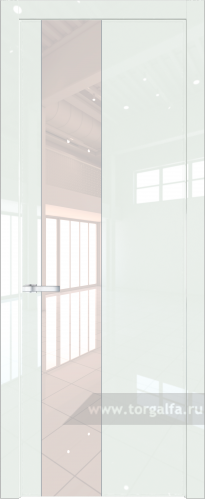 Дверь со стеклом ProfilDoors 19LW Lacobel Перламутровый лак с молдингом Серебро ( ДаркВайт люкс)