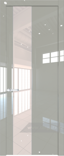 Дверь со стеклом ProfilDoors 19LW Lacobel Перламутровый лак с молдингом Серебро (Галька люкс)
