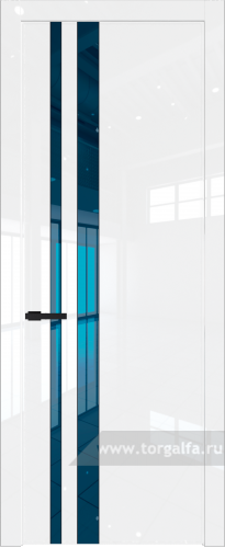 Дверь со стеклом ProfilDoors 20LW Зеркало Blue с молдингом Черный матовый (Белый люкс)