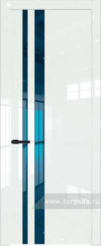 Дверь со стеклом ProfilDoors 20LW Зеркало Blue с молдингом Черный матовый ( ДаркВайт люкс)