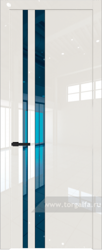 Дверь со стеклом ProfilDoors 20LW Зеркало Blue с молдингом Черный матовый (Магнолия люкс)