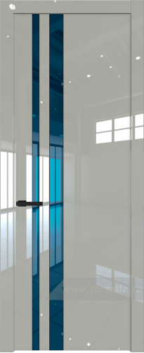 Дверь со стеклом ProfilDoors 20LW Зеркало Blue с молдингом Черный матовый (Галька люкс)