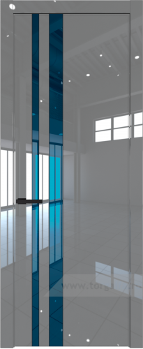 Дверь со стеклом ProfilDoors 20LW Зеркало Blue с молдингом Черный матовый (Грей люкс)