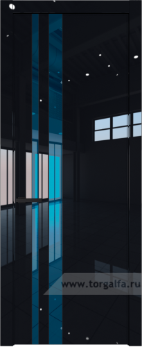 Дверь со стеклом ProfilDoors 20LW Зеркало Blue с молдингом Черный матовый (Черный люкс)
